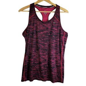 Nike Dri-Fit Women Racerback Tank Top Pink Black XL Running Pullover Scoop